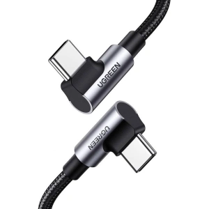 Kabel USB-C na USB-C, úhlový UGREEN US335, 5A, 100W, 2m (černý)