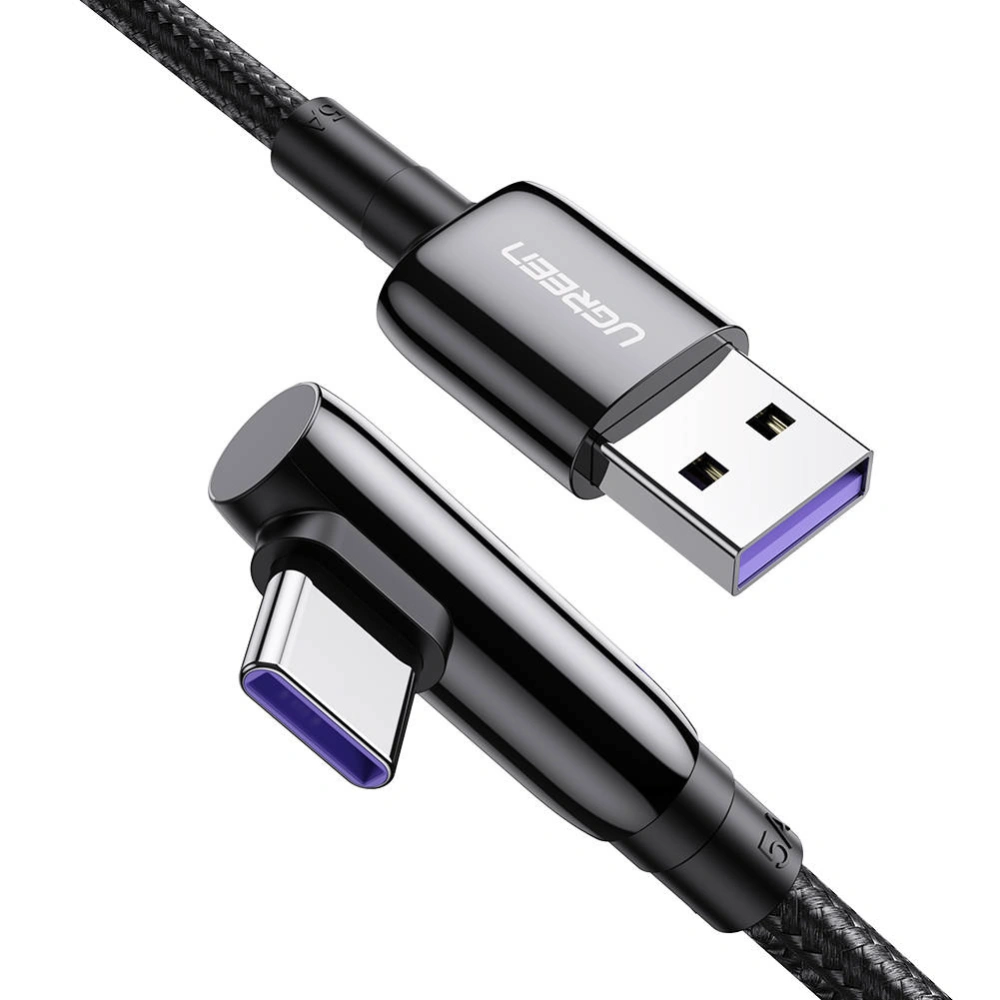 Kabel USB do USB-C UGREEN US317 kątowy, 2m (czarny)