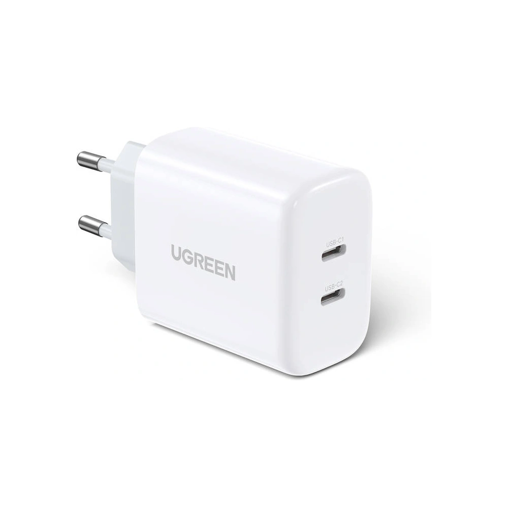 Ładowarka sieciowa UGREEN CD243, 2x USB-C, 40W (Biała)