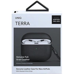 Etui UNIQ Terra Apple AirPods 3 z pravé kůže černé/black