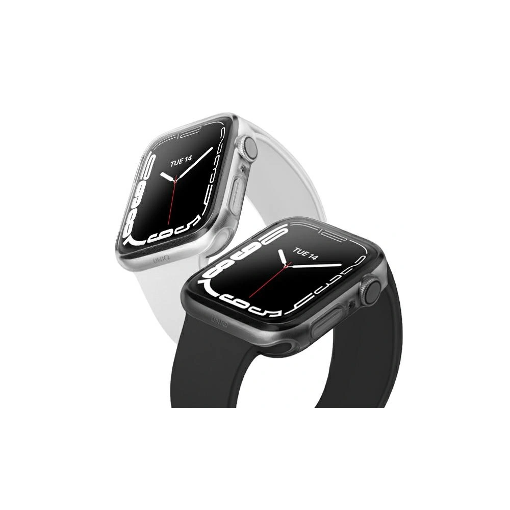 Etui UNIQ Glase Apple Watch 4/5/6/7/8/9/SE 44/45mm przezroczysty-dymny/clear-smoke [2 PACK]