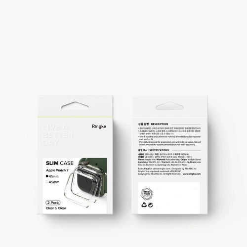 Kup Etui nakładka Ringke Slim Apple Watch 4/5/6/7/SE/8/9 40/41mm Clear + Deep Green [2 PACK] - RGK1523CLGRN - {ean13} - Sklep Home Screen