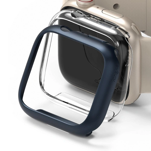 Kup Case Überzug Ringke Slim Apple Watch 4/5/6/7/SE/8/9 40/41mm Klar + Metallic Blau [2 PACK] - RGK1522CLBLU - {ean13} - Sklep Home Screen