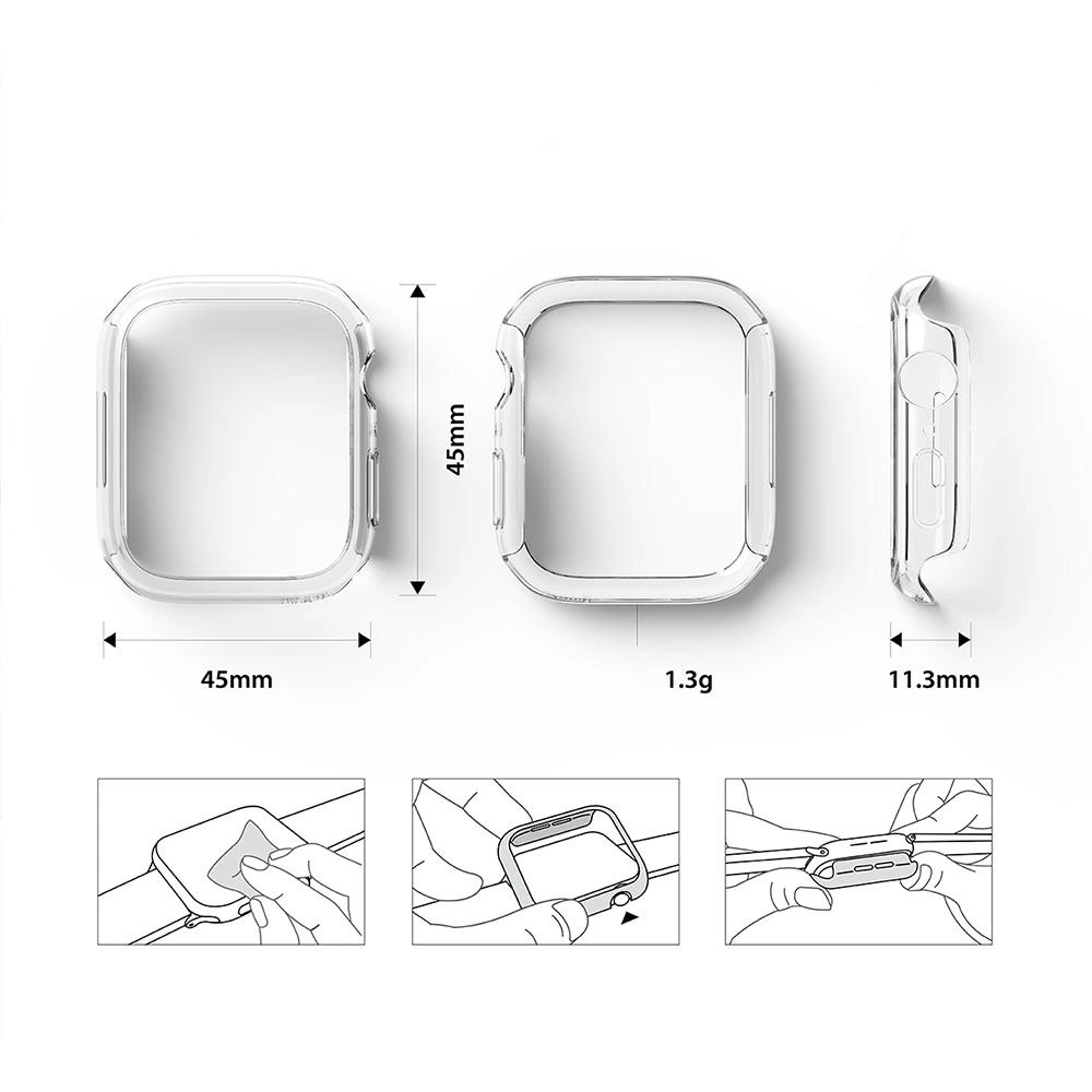 Etui nakładka Ringke Slim Apple Watch 4/5/6/7/8/9/SE 44/45mm Clear + Metallic Blue [2 PACK]