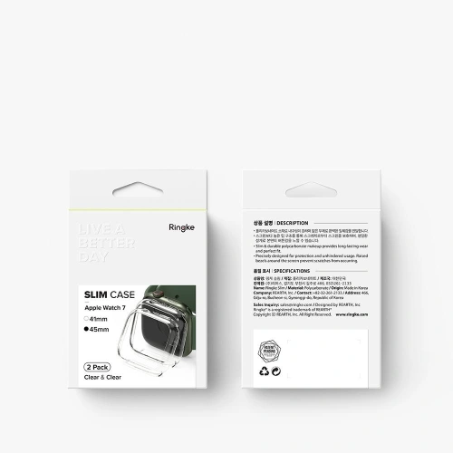 Kup Etui nakládka Ringke Slim Apple Watch 4/5/6/7/8/9/SE 44/45mm Clear + Deep Green [2 PACK] - RGK1528CLGRN - {ean13} - Sklep Home Screen