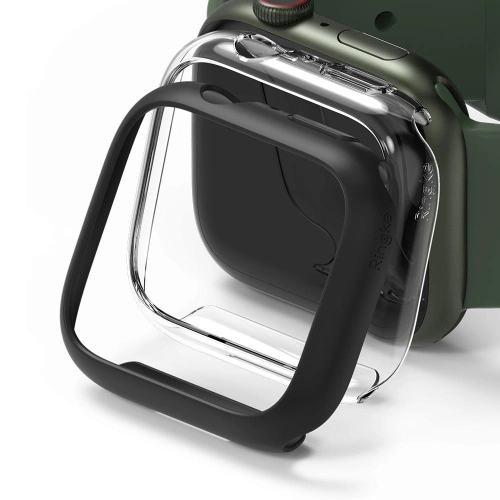 Kup Etui nakládka Ringke Slim Apple Watch 4/5/6/7/8/9/SE 44/45mm Clear + Matte Black [2 PACK] - RGK1526CLMBL - {ean13} - Sklep Home Screen
