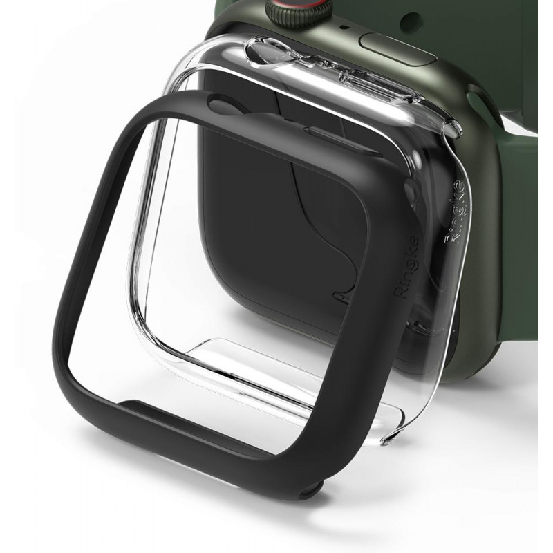 Ringke Slim Apple Watch 7 45mm Clear + Matte Black [2 PACK]