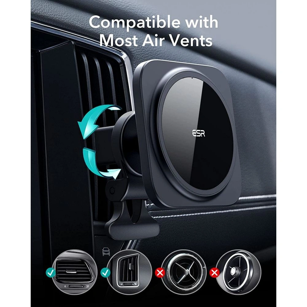 Uchwyt ESR HaloLock MagSafe Magnetic Car Mount Set Black