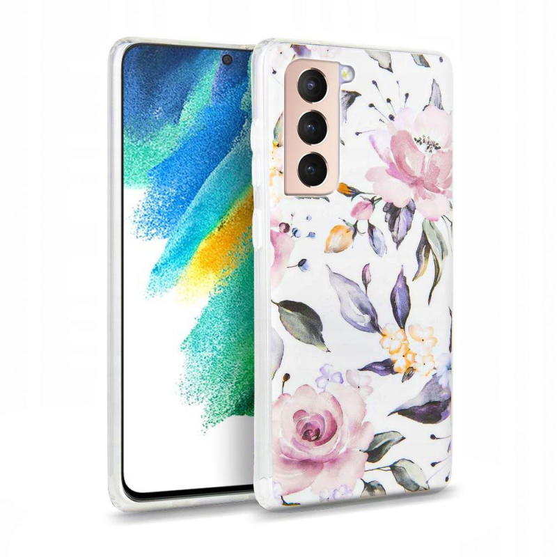Tech-protect Floral Samsung Galaxy S21 FE White