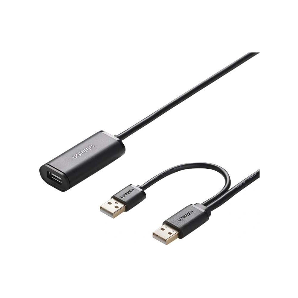 UGREEN US137 Kabel przedłużający 2x USB 2.0, aktywny, 5m (czarny)