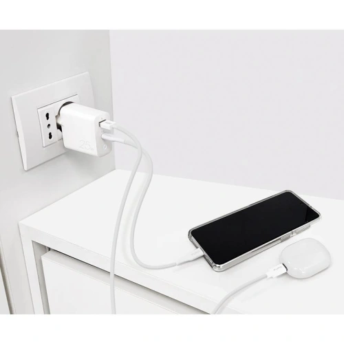 Kup Încărcător de rețea PURO Mini Fast Travel Charger USB-A + USB-C Power Delivery 25W (alb) - PUR521WHT - {ean13} - Sklep Home Screen