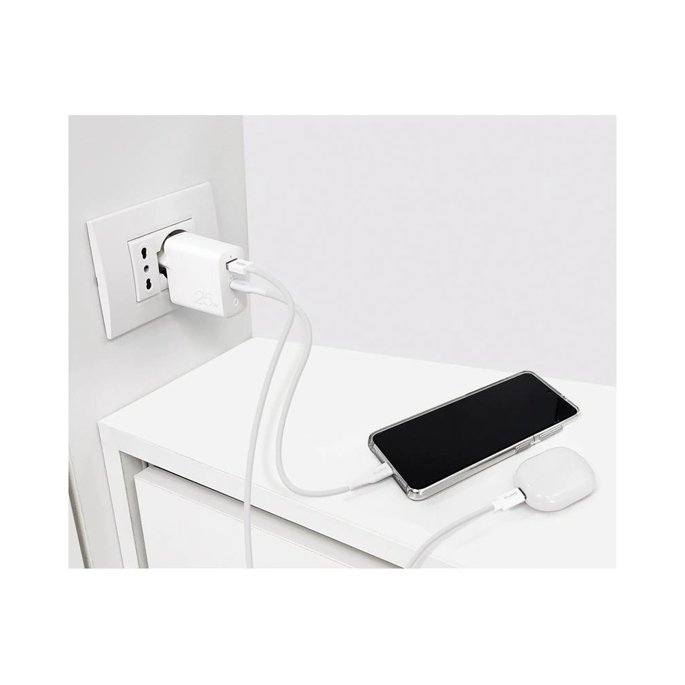 Ładowarka sieciowa PURO Mini Fast Travel Charger USB-A + USB-C Power Delivery 25W (biały)