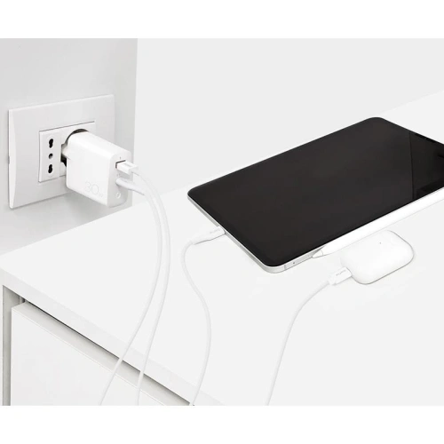 Kup PURO Mini-Schnellladegerät für unterwegs USB-A + USB-C Power Delivery 30W (weiß) - PUR522WHT - {ean13} - Sklep Home Screen