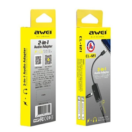Kup AWEI Adaptér CL-121 Lightning-Lightning/ Jack 3.5 2w1 černý - AWEI083BLK - {ean13} - Sklep Home Screen