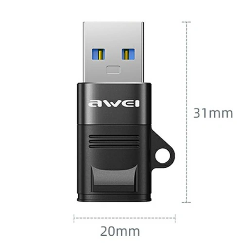 Kup AWEI CL-13 USB-C/USB-A adapter fekete - AWEI084BLK - {ean13} - Sklep Home Screen