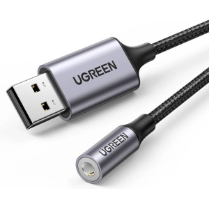 Adapter audio UGREEN CM477, USB do Mini Jack 3.5mm AUX (szary)