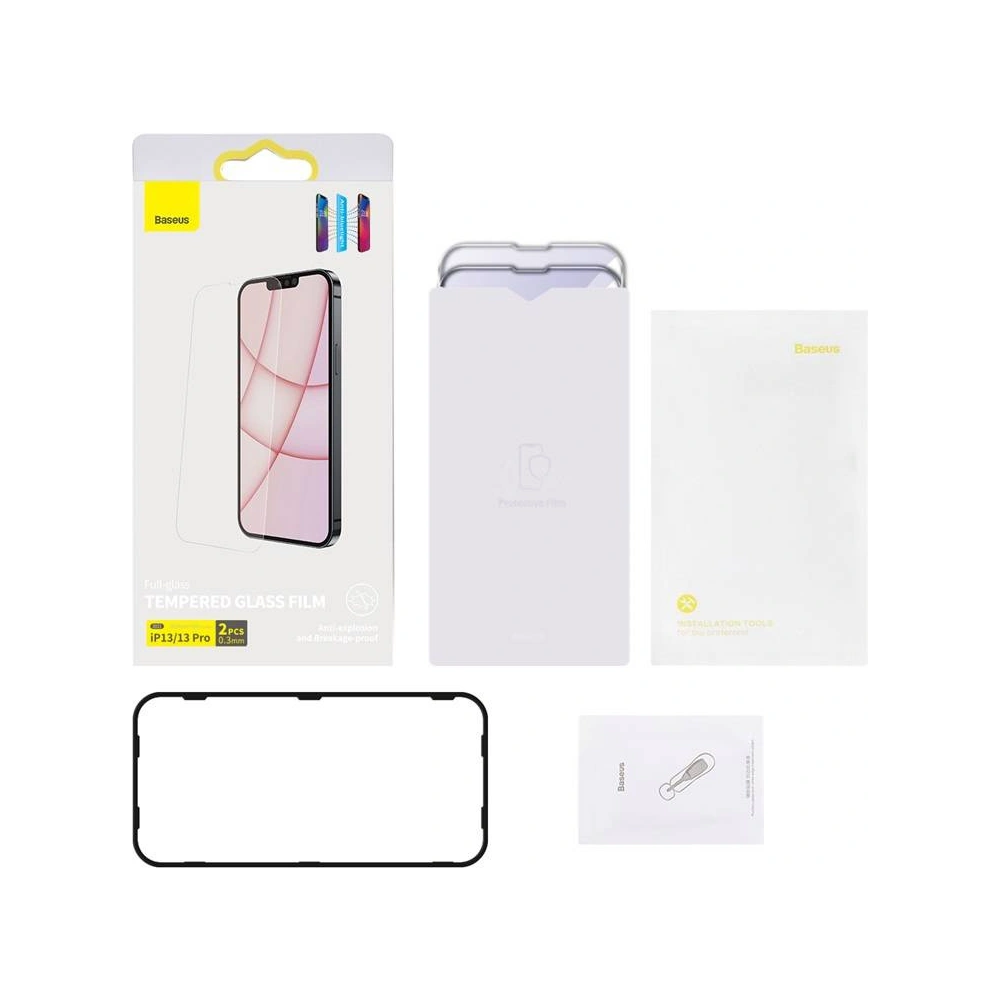 Szkło hartowane 0.3mm Baseus SGBL020402 Antiblue Apple iPhone 16e / 14 / 13 / 13 Pro [2 PACK]