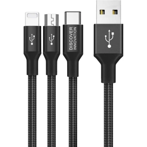 Kabel Nillkin Swift 3w1 USB-C/microUSB/Lightning černý