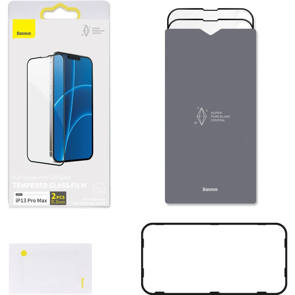 Szkło hartowane 0.3mm Baseus SGQP030201 Apple iPhone 13 Pro Max [2 PACK] (czarna ramka)