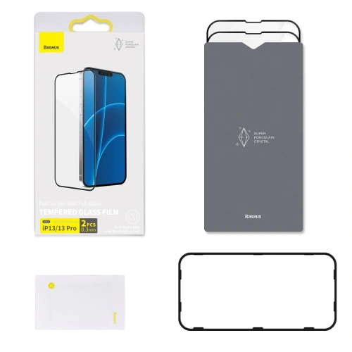 Kup Tvrzené sklo 0.3mm Baseus SGQP030101 Apple iPhone 16e / 14 / 13 / 13 Pro [2 PACK] (černý rámeček) - BSU2972 - {ean13} - Sklep Home Screen