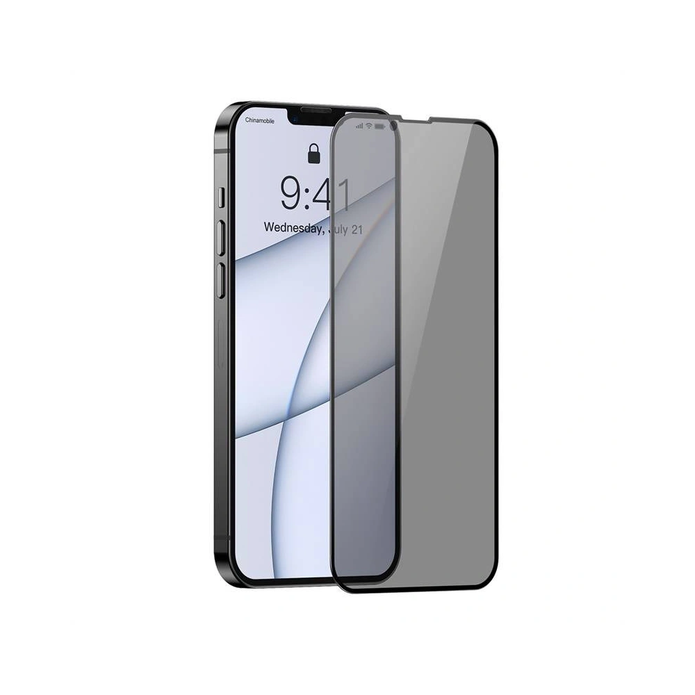 Szkło prywatyzujące 0.23mm Baseus SGQP020501 Privacy Apple iPhone 13 Pro Max [2 PACK] (czarna ramka)