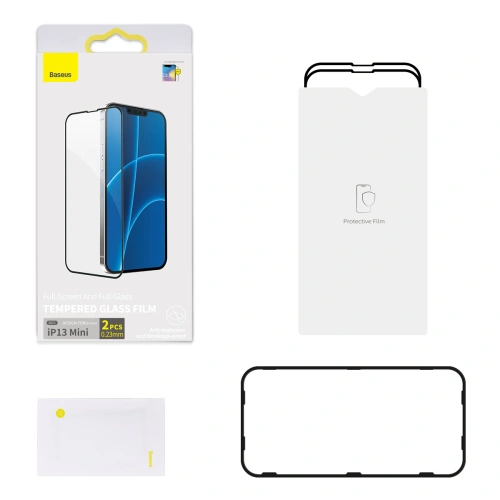 Kup Sticlă securizată 0.23mm Baseus SGQP020001 Apple iPhone 13 mini [2 PACK] (ramă neagră) - BSU2980 - {ean13} - Sklep Home Screen