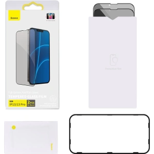 Szkło prywatyzujące 0.3mm Baseus SGQP010701 Privacy Apple iPhone 16e / 14 / 13 / 13 Pro [2 PACK] (czarna ramka)