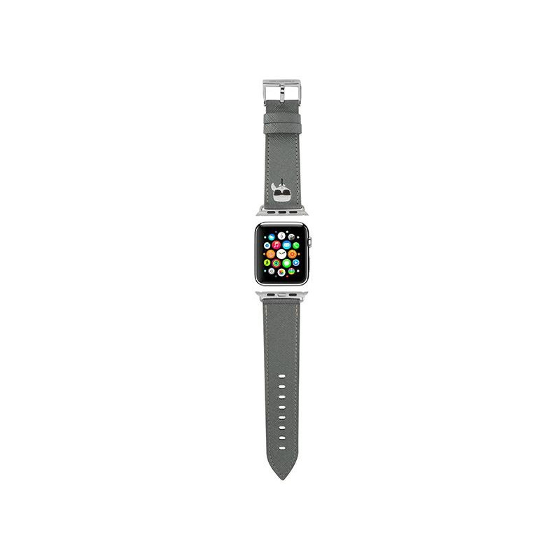 Buy Karl Lagerfeld KLAWLOKHG Apple Watch 4/5/6/7/SE 44/45mm silver strap Saffiano Karl Heads - 3666339033743 - KLD776SLV - Homescreen.pl