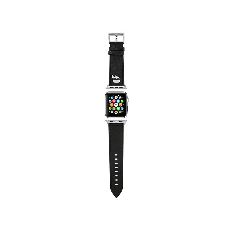 Buy Karl Lagerfeld KLAWLOKHK Apple Watch 4/5/6/7/SE 44/45mm black strap Saffiano Karl Heads - 3666339033729 - KLD777BLK - Homescreen.pl