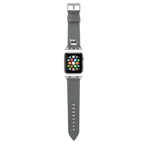 Kup Pasek Karl Lagerfeld KLAWMOKHG Apple Watch 4/5/6/7/SE/8/9/10 40/41/42mm ezüst/silver szíj Saffiano Karl Heads - KLD778SLV - {ean13} - Sklep Home Screen