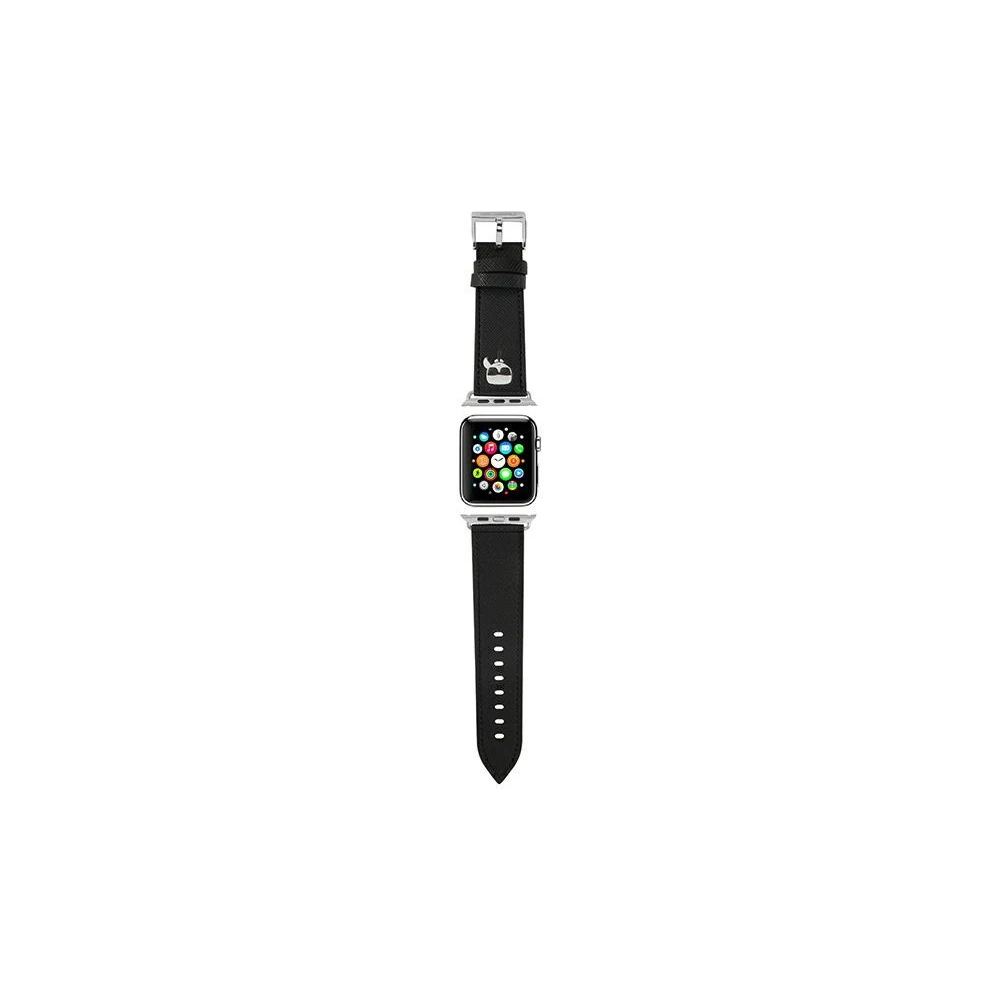 Pasek Karl Lagerfeld KLAWMOKHK Apple Watch 4/5/6/7/SE/8/9/10 40/41/42mm czarny/black strap Saffiano Karl Heads