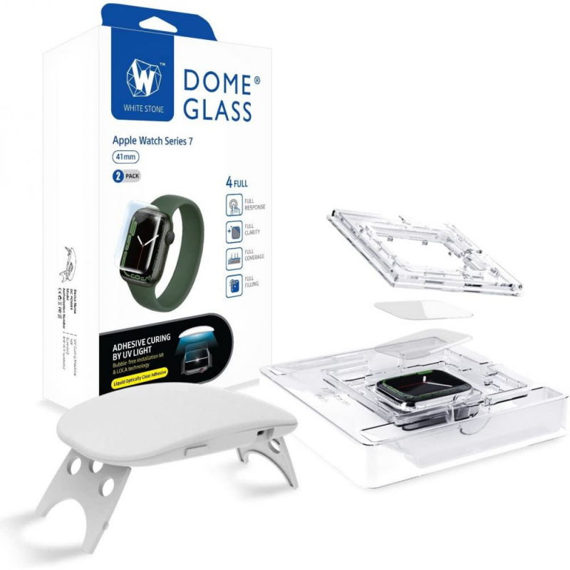Whitestone Dome Glass Apple Watch 7 41mm Clear [2 PACK]