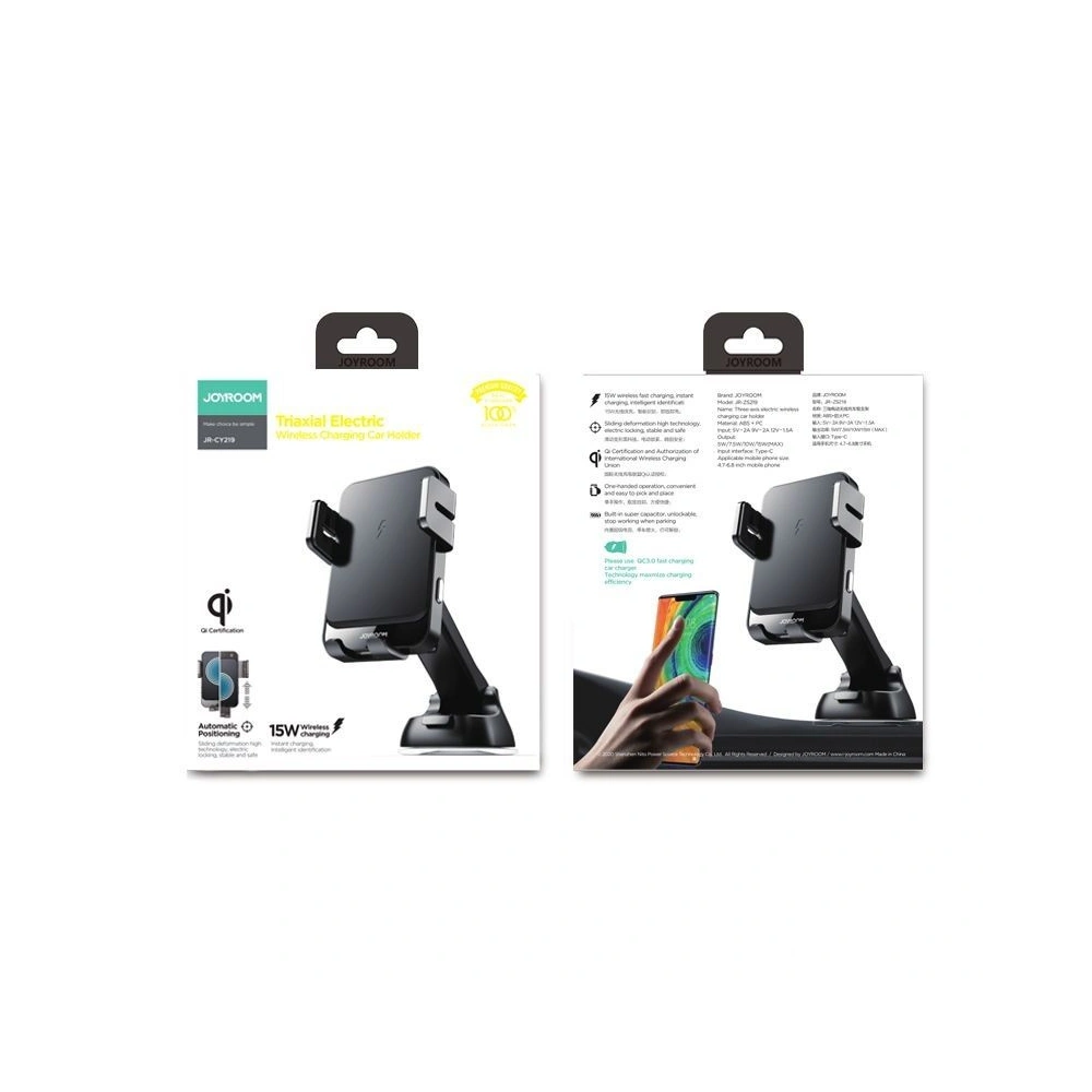 Uchwyt samochodowy z ładowarką indukcyjną Joyroom JR-ZS219 Dashboard Car Mount Wireless Charger Black