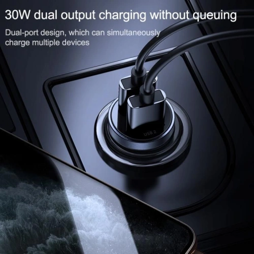 Kup Autós töltő Joyroom C-A09 2-portos autós töltő PD 30W QC 3.0 fekete - JYR006BLK - {ean13} - Sklep Home Screen
