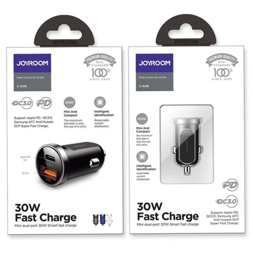 Kup Joyroom Autoladegerät C-A08 2-Port Autoladegerät PD 30W QC 3.0 Schwarz - JYR007BLK - {ean13} - Sklep Home Screen