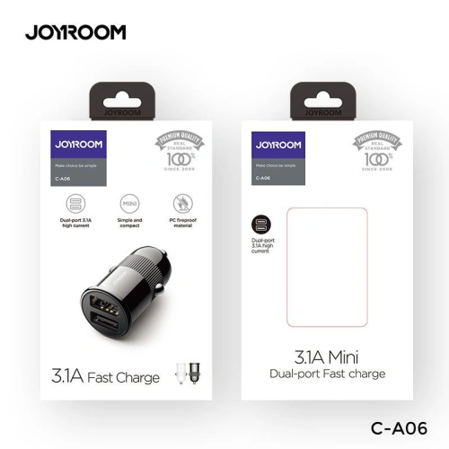 Kup Autonabíječka Joyroom C-A06 2-portová nabíječka do auta 3.1A černá - JYR008BLK - {ean13} - Sklep Home Screen