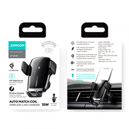 Kup Upevnění do auta s bezdrátovou nabíječkou Joyroom JR-ZS248 Vent Car Mount Wireless Charger Black - JYR011BLK - {ean13} - Sklep Home Screen