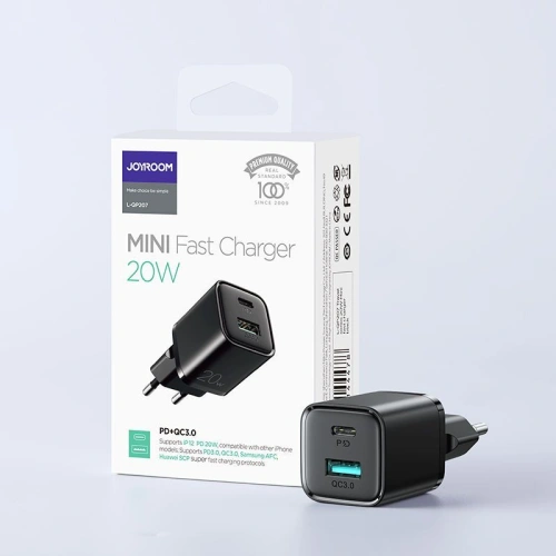 Kup Ładowarka sieciowa Joyroom L-QP207 2-port Wall Charger PD 20W QC 3.0 Black - JYR017BLK - {ean13} - Sklep Home Screen