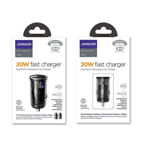 Kup Joyroom Autoladegerät C-A43 2-Port Autoladegerät PD 20W QC 3.0 Grau - JYR020GRY - {ean13} - Sklep Home Screen