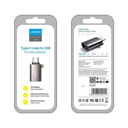 Kup Joyroom Adapter S-H151 USB-A - USB-C Schwarz - JYR022BLK - {ean13} - Sklep Home Screen
