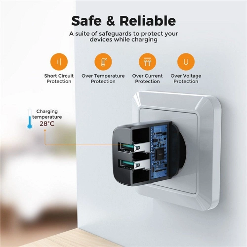 Kup Ładowarka sieciowa Joyroom L-2A123 2-port Wall Charger 2.4A 12W Black - JYR023BLK - {ean13} - Sklep Home Screen