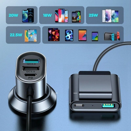 Kup Autonabíječka Joyroom JR-CL05 5-portová USB autonabíječka 72W černá - JYR026BLK - {ean13} - Sklep Home Screen