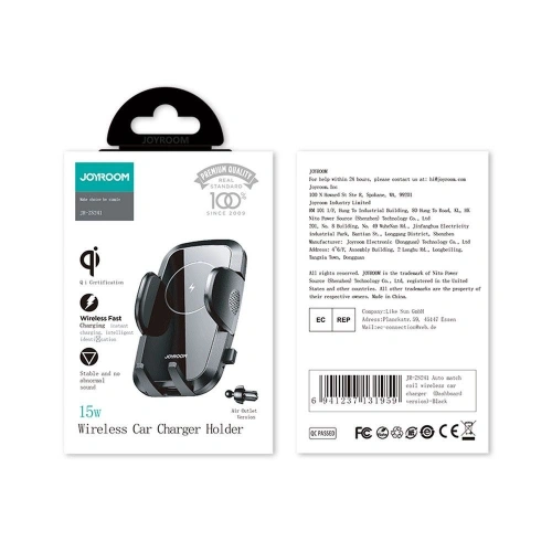 Kup Uchwyt samochodowy Joyroom JR-ZS241 Air Vent Car Mount Wireless Charger 15W Black - JYR029BLK - {ean13} - Sklep Home Screen