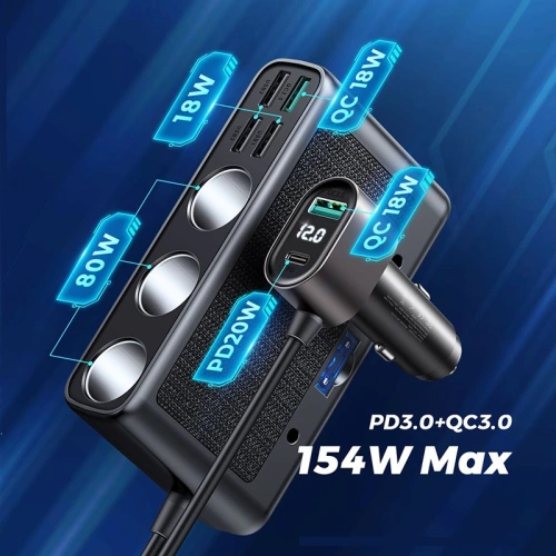 Kup Autós töltő Joyroom JR-CL06 Multi-port USB Autós Töltő PD 154W QC 3.0 Fekete - JYR058BLK - {ean13} - Sklep Home Screen