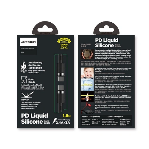 Kup Kabel Joyroom S-1830N9 USB-C - USB-C PD 60W 3A 180cm Černý - JYR057BLK - {ean13} - Sklep Home Screen
