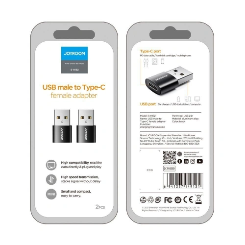 Kup Adapter Joyroom S-H152 USB-C - USB-A Fekete [2 PACK] - JYR064BLK - {ean13} - Sklep Home Screen