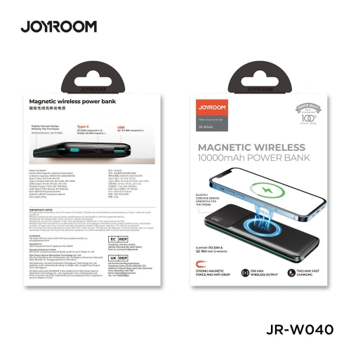 Kup Joyroom Powerbank mit induktiver Aufladung JR-W040 Magnetic MagSafe Power Bank 10000mAh Schwarz - JYR066BLK - {ean13} - Sklep Home Screen