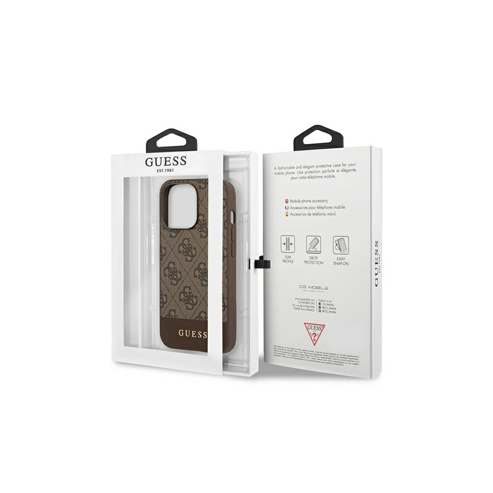Etui Guess GUHCP13LG4GLBR Apple iPhone 13 Pro brązowy/brown hard case 4G Stripe Collection
