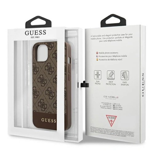 Buy Guess GUHCP13MG4GLBR Apple iPhone 13 brown hard case 4G Stripe Collection - GUE1535BR - {ean13} - Home Screen Store Europe