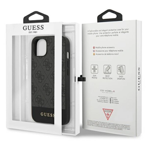 Kup Etui Guess GUHCP13MG4GLGR Apple iPhone 13 gri/grey hardcase 4G Stripe Collection - GUE1536GRY - {ean13} - Sklep Home Screen